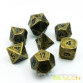 Bescon Heavy Duty Old Bronze Solid Metal Dice Set, Ancient Metallic Polyhedral D&D RPG Game Dice 7pcs Set